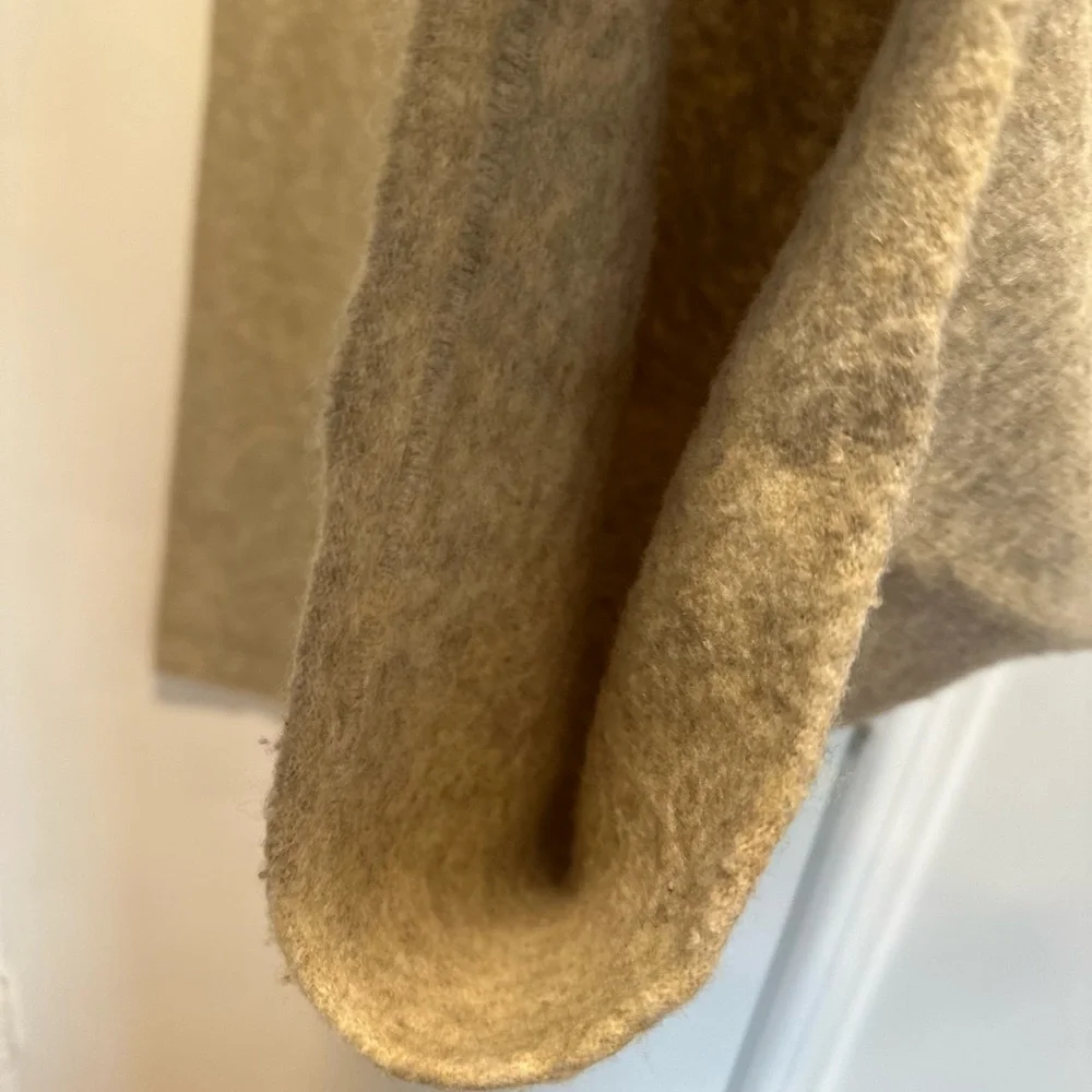 Zara tan knit Sz:M Fuzzy Wool blend Extra wide-leg lounge pants drawstring waist - Picture 8 of 10